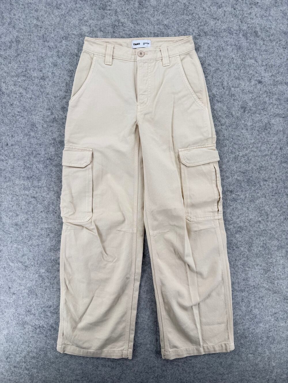 TNA Aritzia Corbett Mid-Rise Cargo Pants Beige/Cream Women's Size 00